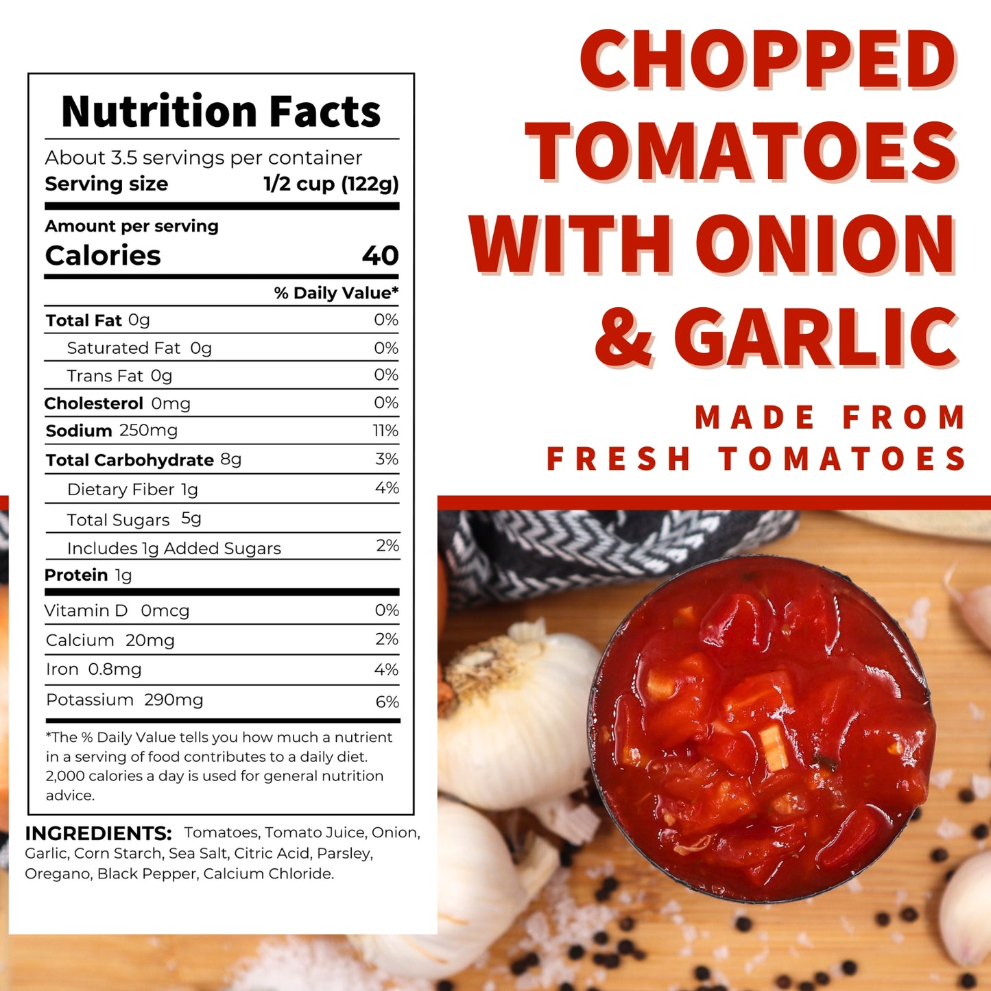 Chopped Tomatoes with Onion and Garlic, 14.5 oz.