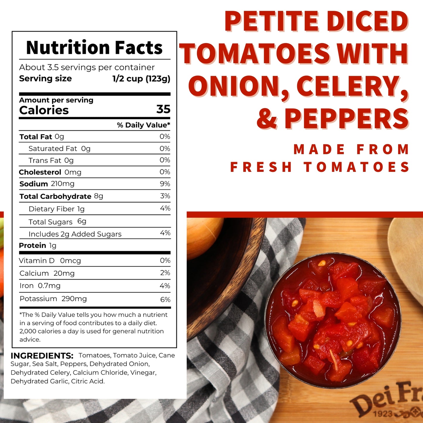 Petite Diced Tomatoes with Onion, Celery, and Peppers, 14.5 oz.