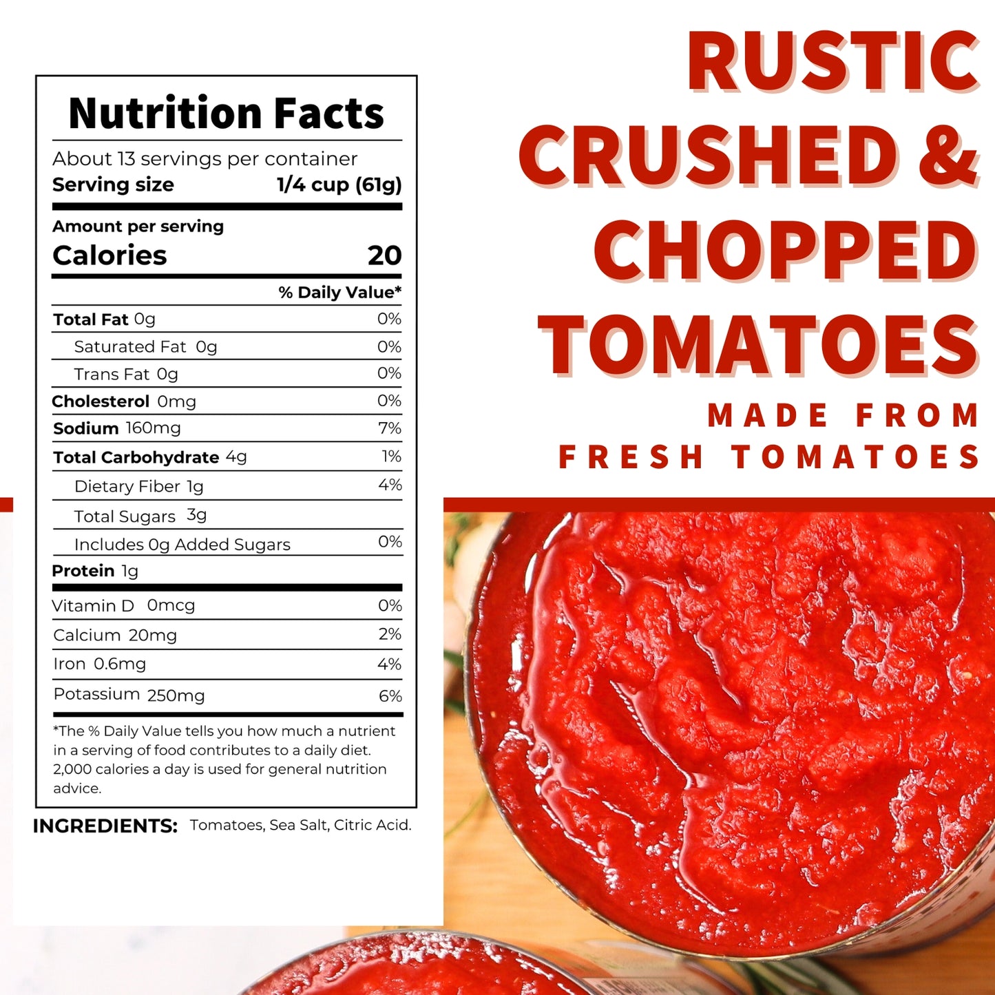 Rustic Crushed and Chopped Tomatoes, 28 oz.