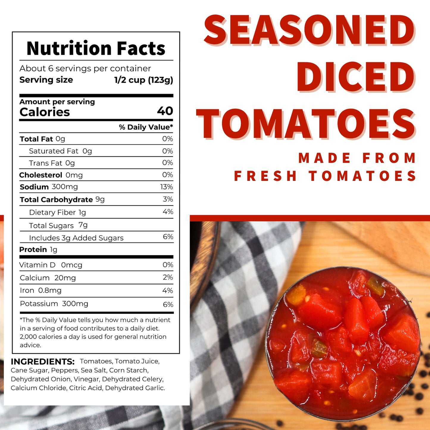 Seasoned Diced Tomatoes, 28 oz.