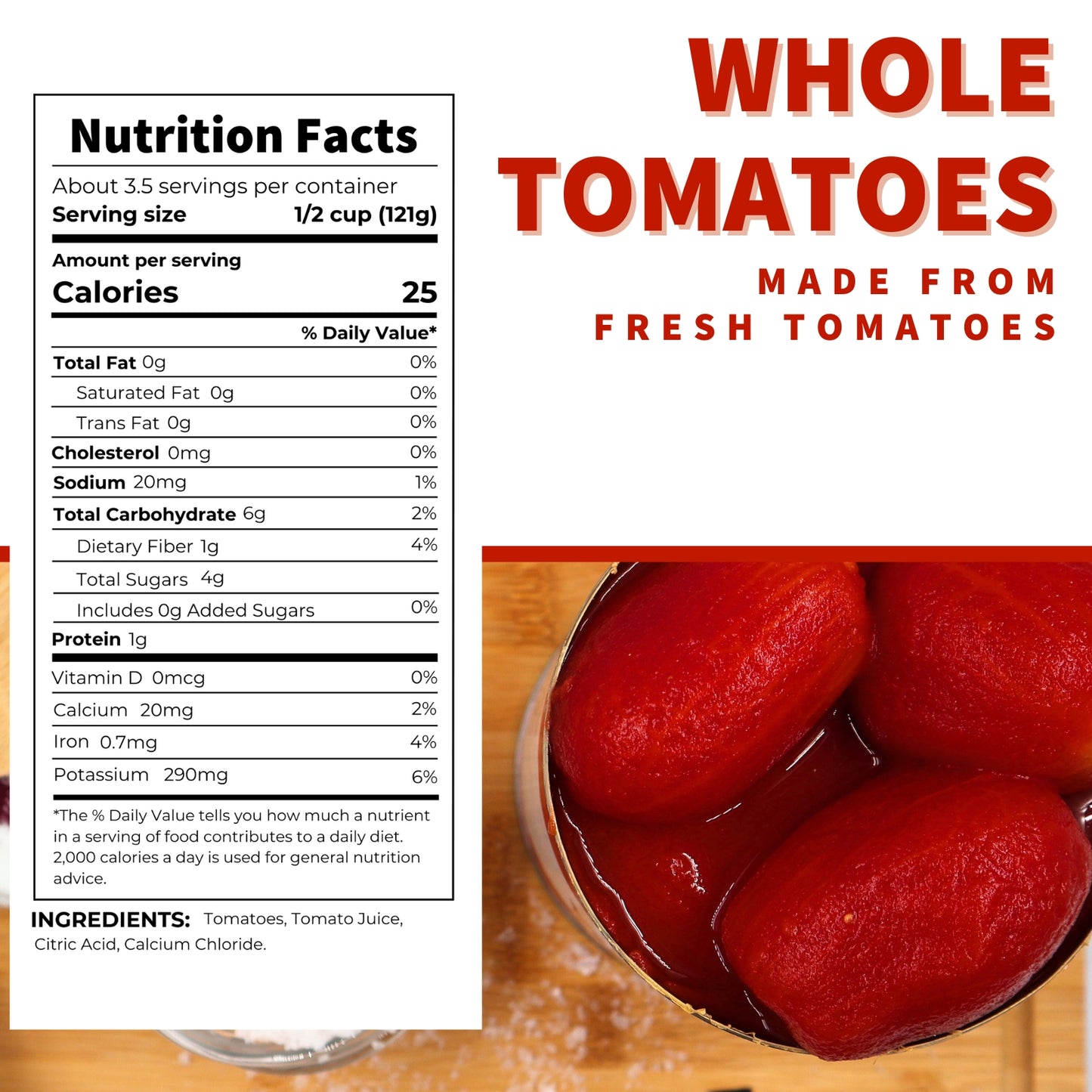 Whole Tomatoes, No Salt Added 14.5 oz.